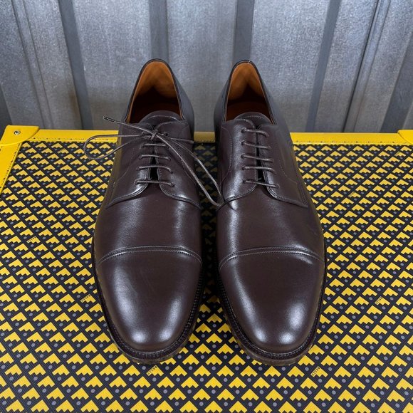 Bally Salfor Chocolate Leather Derby Shoes US 12 - Picture 3 of 6
